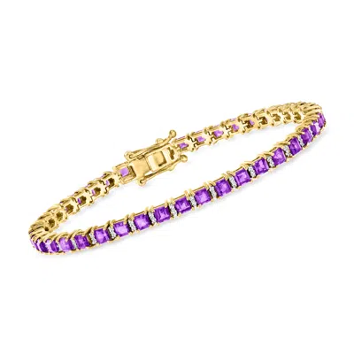 Ross-simons Amethyst And . White Topaz Tennis Bracelet In 18kt Gold Over Sterling In Purple