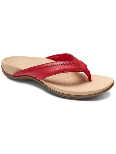 Vionic Ashten Womens Leather Slip On Thong Sandals In Red