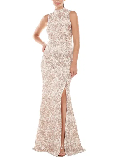 Js Collections Womens Lace Sequined Evening Dress In Beige