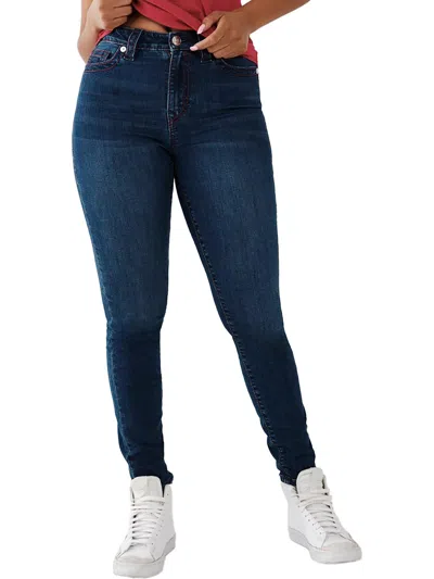 True Religion Halle Womens High Rise Dark Wash Skinny Jeans In Multi