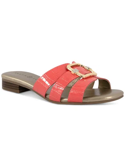 Karen Scott Roselinn Womens Faux Leather Dressy Slide Sandals In Pink