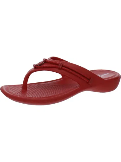 Minnetonka Womens Slip-on Flat Flip-flops In Red