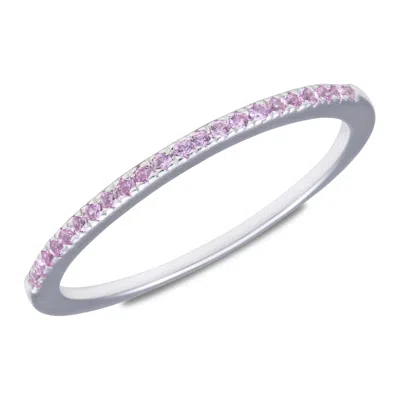 Max + Stone Sterling Silver Birthstone 1mm Cubic Zirconia Ring In Pink