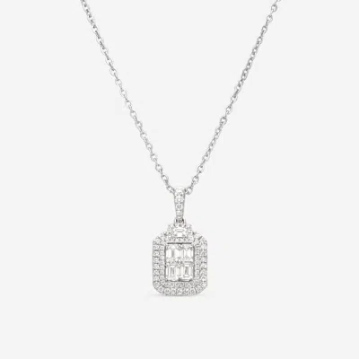 Ina Mar 18k White Gold, Diamond 1.35ct. Tw. Cluster Pendant Necklace Imkgk09 In Silver
