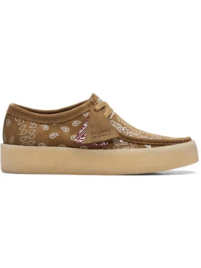 Clarks Wallabee Cup Womens Suede Printed Chukka Boots In Brown