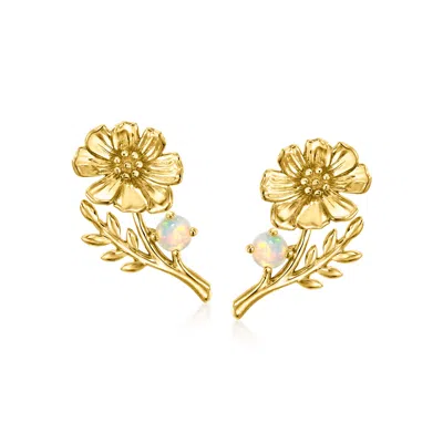 Rs Pure By Ross-simons Opal Cosmos Flower Earrings In 14kt Yellow Gold