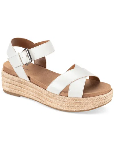Style & Co Women's Emberr Ankle-strap Espadrille Platform Wedge Sandals, Created For Macy's In White