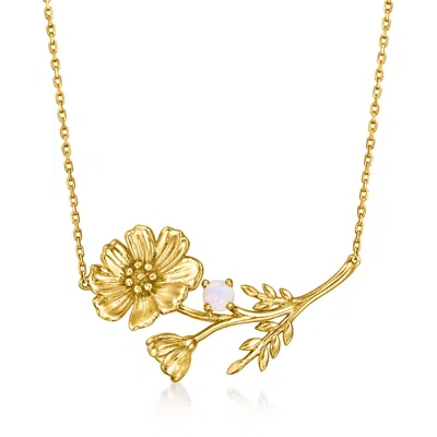 Rs Pure By Ross-simons Opal Cosmos Flower Necklace In 14kt Yellow Gold