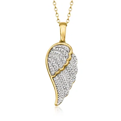 Ross-simons Diamond Wing Pendant Necklace In 18kt Gold Over Sterling In Silver