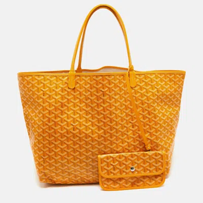 Pre-owned Goyard Ine Coated Canvas And Leather Saint Louis Gm Tote In Orange