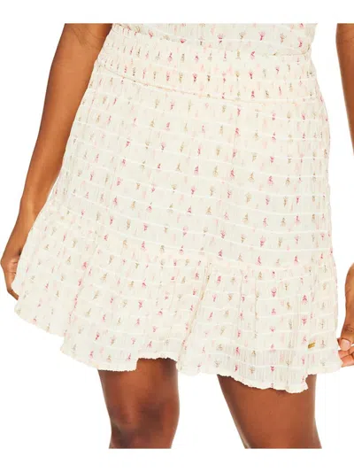 Nautica Womens Abstract Print Tiered A-line Skirt In White