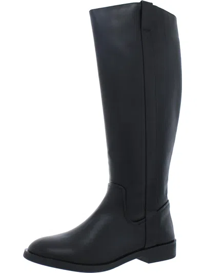 Style & Co Josephine Womens Faux Leather Riding Knee-high Boots In Black