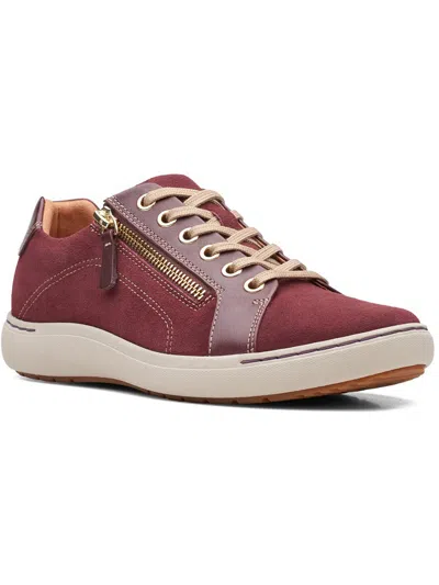 Clarks Nalle Lace Womens Suede Lifestyle Casual And Fashion Sneakers In Burgundy