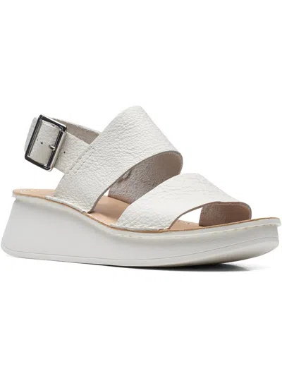 Clarks Velhill Strap Womens Faux Leather Ankle Strap Slingback Sandals In White