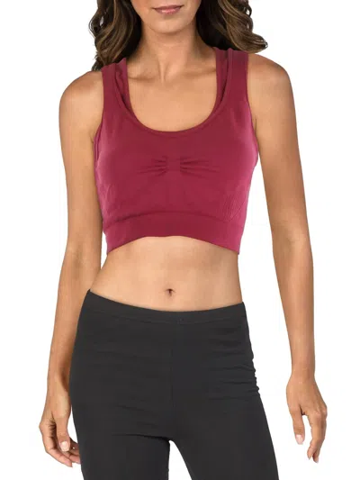 Koral Womens Layered Ruched Sports Bra In Red
