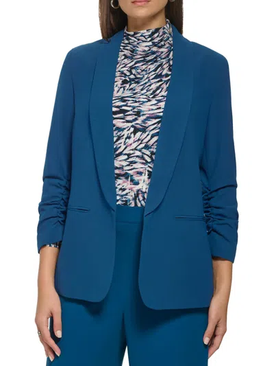 Dkny Womens Crepe Business Open-front Blazer In Blue