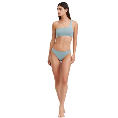 Au Naturel By Gottex Solid Reversible One Shoulder Bikini Swim Top In Grey