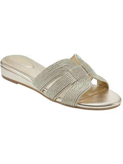 Bandolino Kaylor 2 Womens Faux Leather Braided Slide Sandals In Silver
