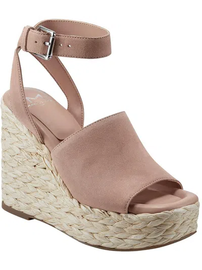 Marc Fisher Ltd Nelly Womens Suede Woven Wedge Sandals In Brown