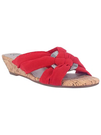 Impo Ridly Womens Slip On Memory Foam Wedge Sandals In Red