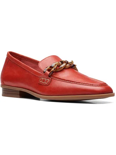 Clarks Sarafyna Iris Womens Leather Slip On Loafers In Red