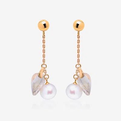 Superoro 18k Yellow Gold, Pearl And Faceted Quartz Drop Earrings In Silver