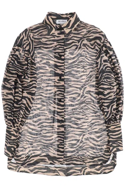 Attico Camicia Oversize In Mussola Stampa Zebra In Brown