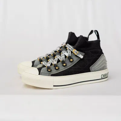 Pre-owned Dior Black Knit Fabric And Leather Walk'n' Sock Sneakers, 37.5