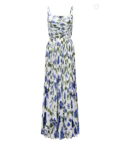 Pre-owned Dolce & Gabbana Floral Printed Pleated Maxi Dress