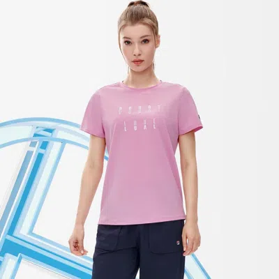Fila 【透气】女装时尚休闲运动圆领短袖t恤女亲肤舒适女式针织短袖衫 In Pink