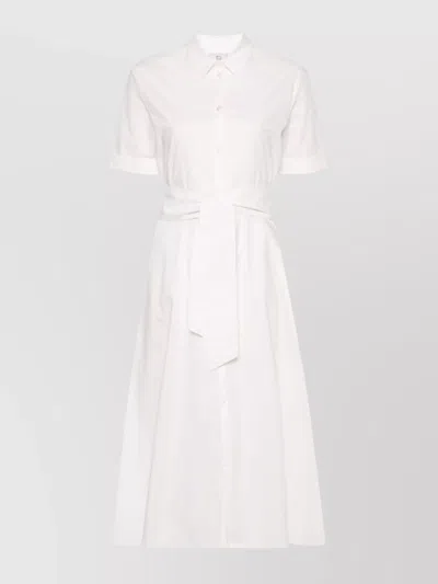 Woolrich Belted Poplin Shirt Dress Woman Midi Dress White Size Xl Cotton