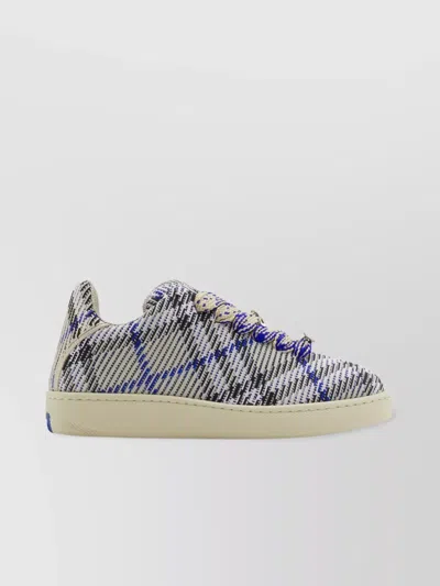 Burberry Box Checked Knitted Sneakers In Blue