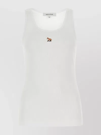 Maison Kitsuné Fox-motif Ribbed Tank Top In White
