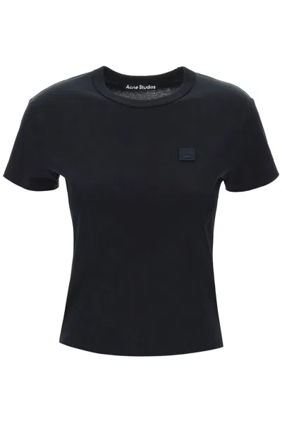 Acne Studios Crew-neck T-shirt With Logo Patch Women In Black