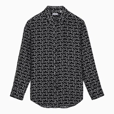 Burberry Silk Shirt With B Pattern Men In Multicolor