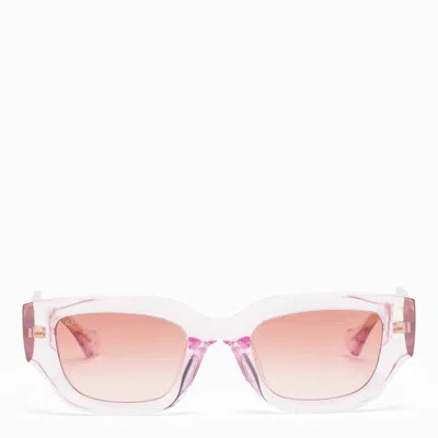 Gucci Rectangular Pink/transparent Sunglasses Women