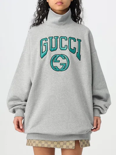 Gucci Jersey Sweatshirt With Embroidery In Grau