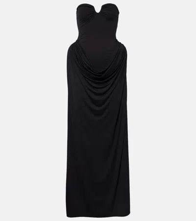 Magda Butrym Strapless Draped Maxi Dress In Black