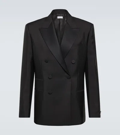 Burberry Double-breasted Wool And Silk Blazer In Black