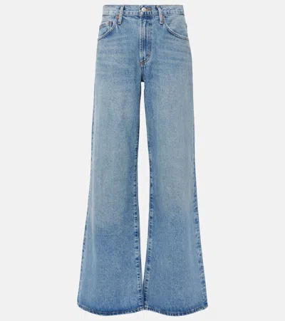 Agolde Clara Low-rise Wide-leg Jeans In Blue