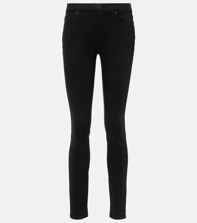 7 For All Mankind The Skinny B(air) Mid-rise Jeans In Black