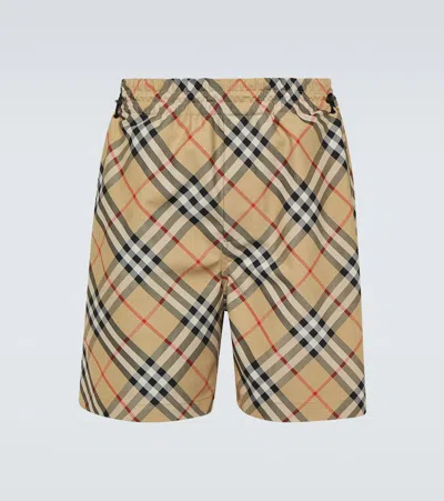 Burberry Check Bermuda Shorts In Brown