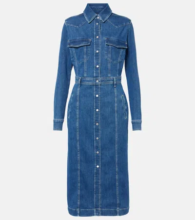 7 For All Mankind Denim Midi Dress In Blue