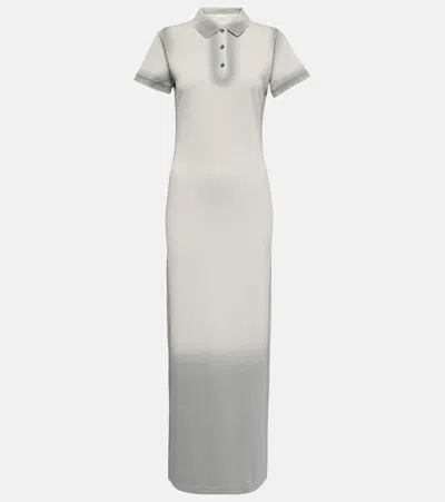 Loewe Ombré Cotton-blend Piqué Polo Midi Dress In Gray