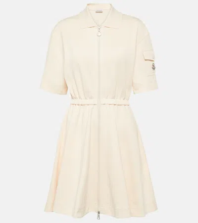 Moncler Cotton Polo Shirt Dress In Cream