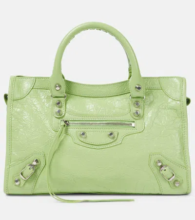 Balenciaga Le City Small Leather Shoulder Bag In Green