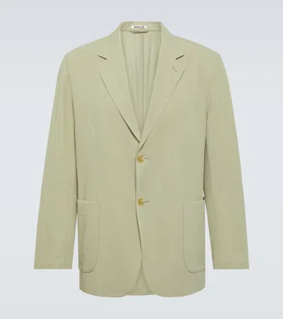 Auralee Single-breasted Cotton And Silk Blazer In Green