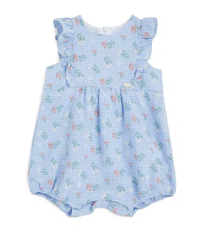 Tartine Et Chocolat Kids' Floral-embroidered Playsuit (3-18 Months) In Blue