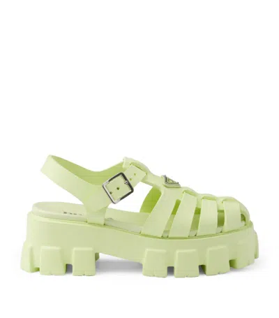 Prada Rubber Platform Sandals 52 In Green