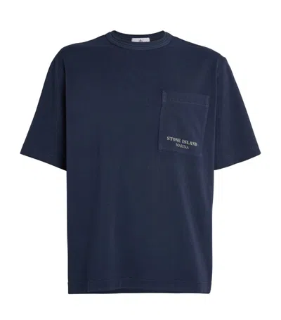 Stone Island Marina Logo Striped T-shirt In Blue